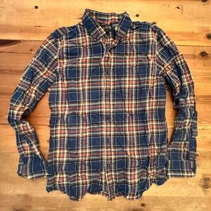 Men’s Banana Republic Luxe Flannel Slim Fit Blue & Orange Button Collar Shirt M